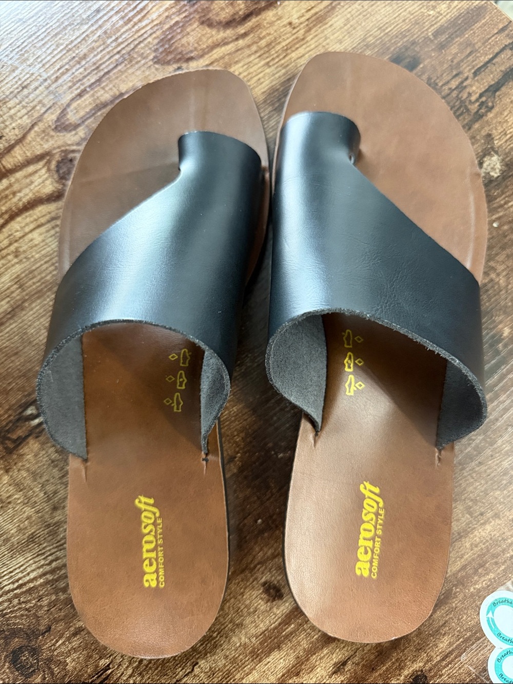 Women Black Leather Slide Sandals